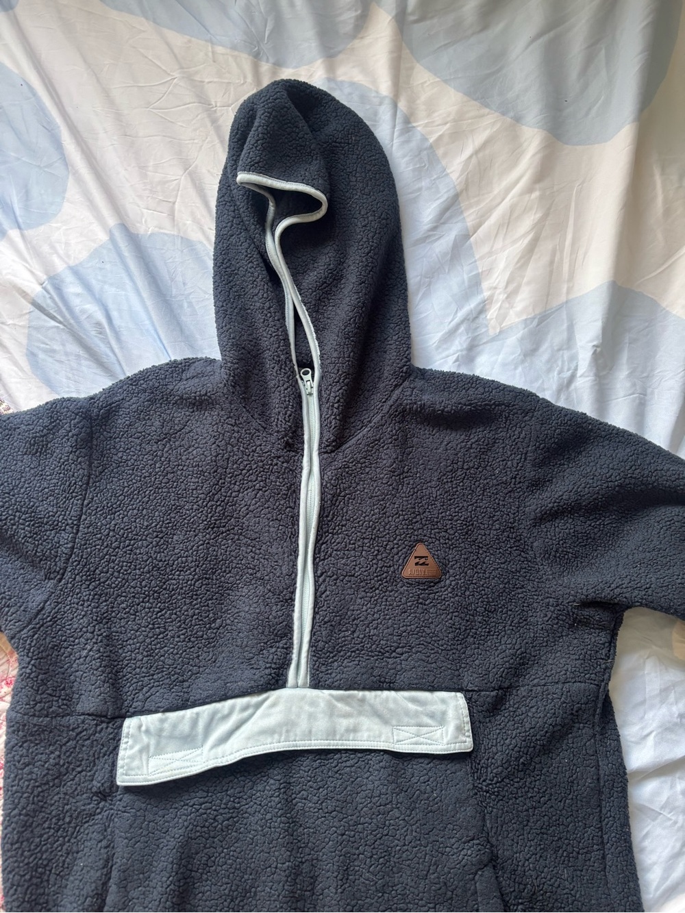Billabong Black Sherpa Hoodie with Light Trim